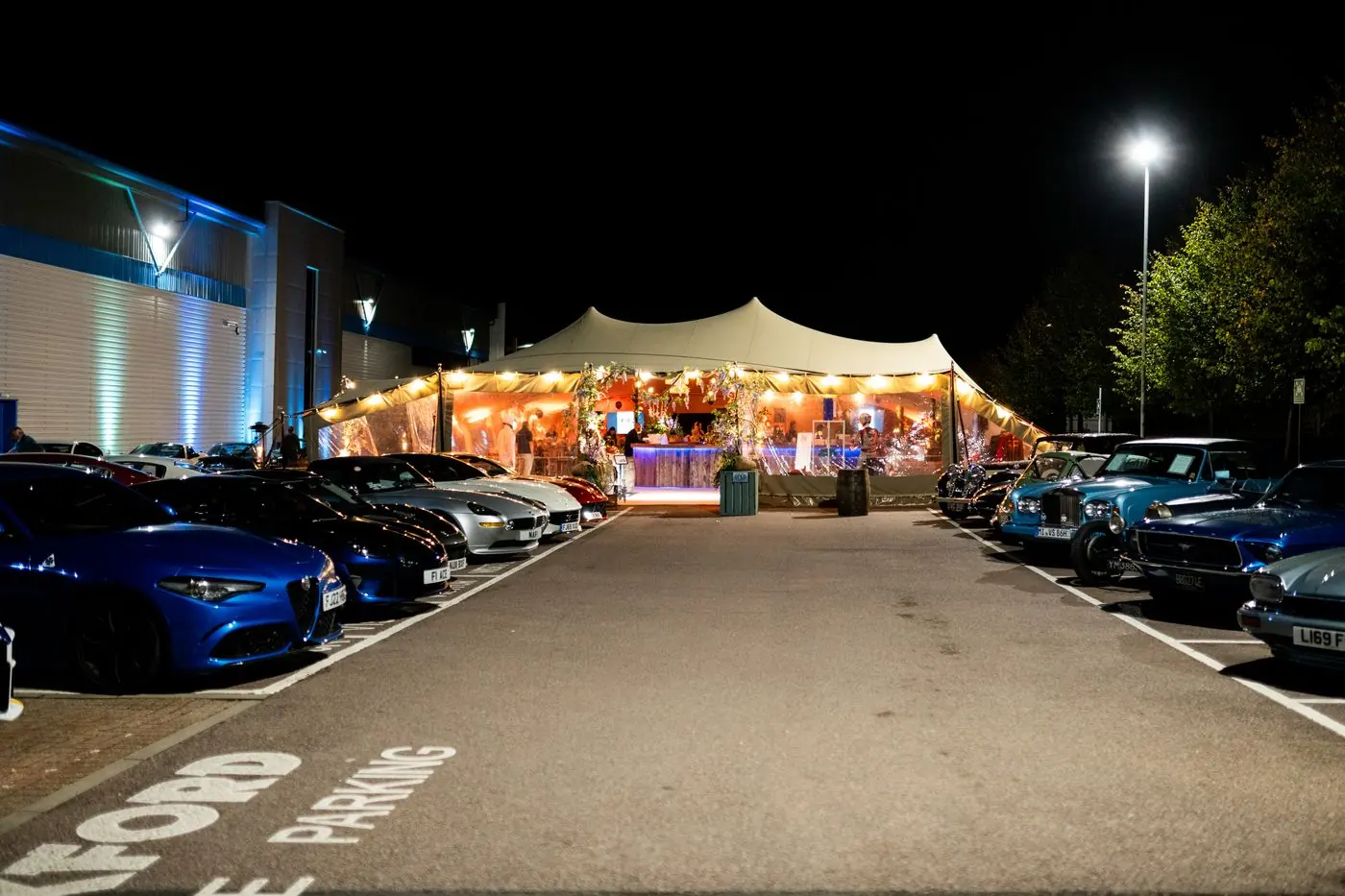 Marquee event glowing at night